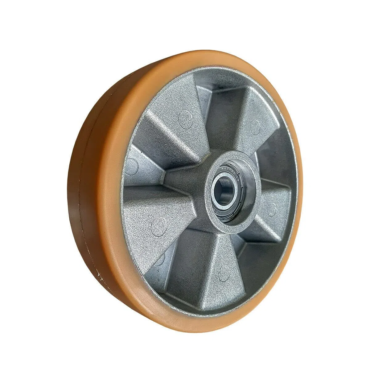 WIKO Roulettes en Polyuréthane 180 mm avec roulement à billes pour chariot élévateur Roues en nylon Palettes Fixateur Roue 650 kg (25 mm Trou d'essie)