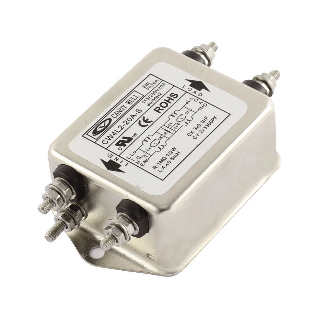 sourcing map AC 115/250V 20A CW4L2-20A-S Filtre antiparasite puissance filtre antiparasite