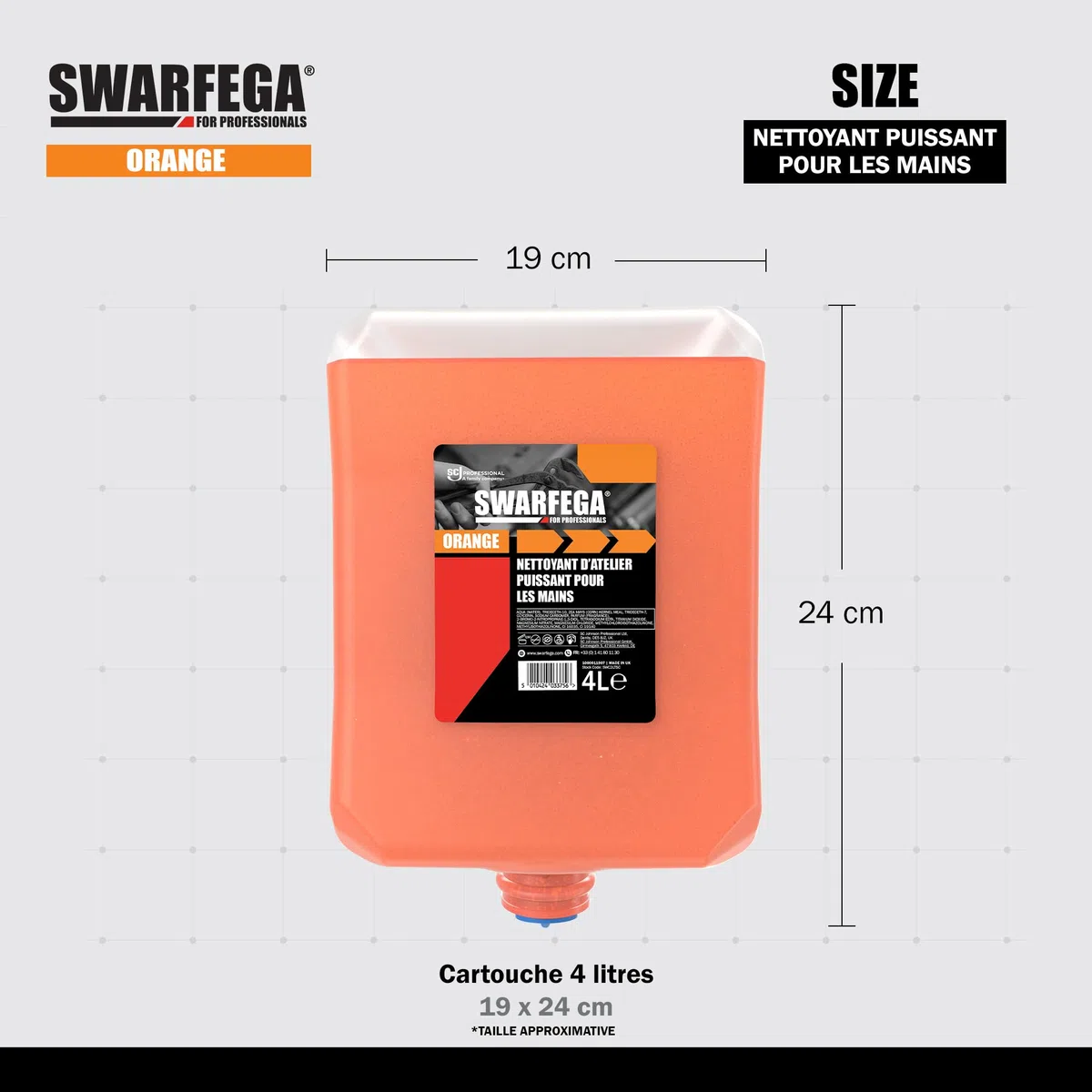 Swarfega Orange – Nettoyant Industriel Mains – Recharge 4 L – sans solvant – Usage Professionnel