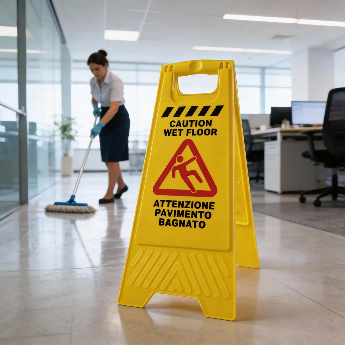 Parfait Factory Wet Floor Panneau Sol mouillé, Plastique, Jaune, 30 x 49 x 56.5 cm