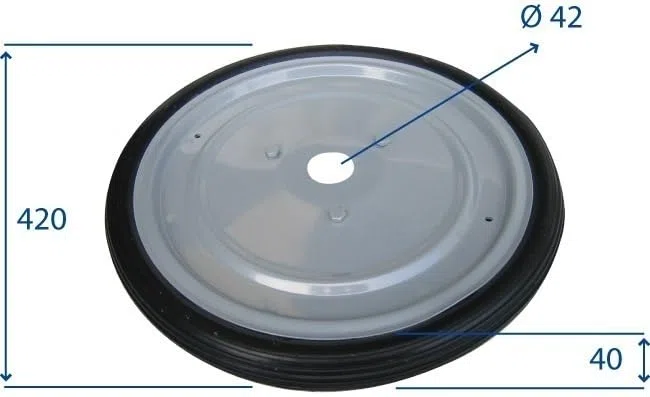 G.L.D. Forniture Roue pour motoculteurs diamètre extérieur 420 mm trou 42 mm section 40 mm