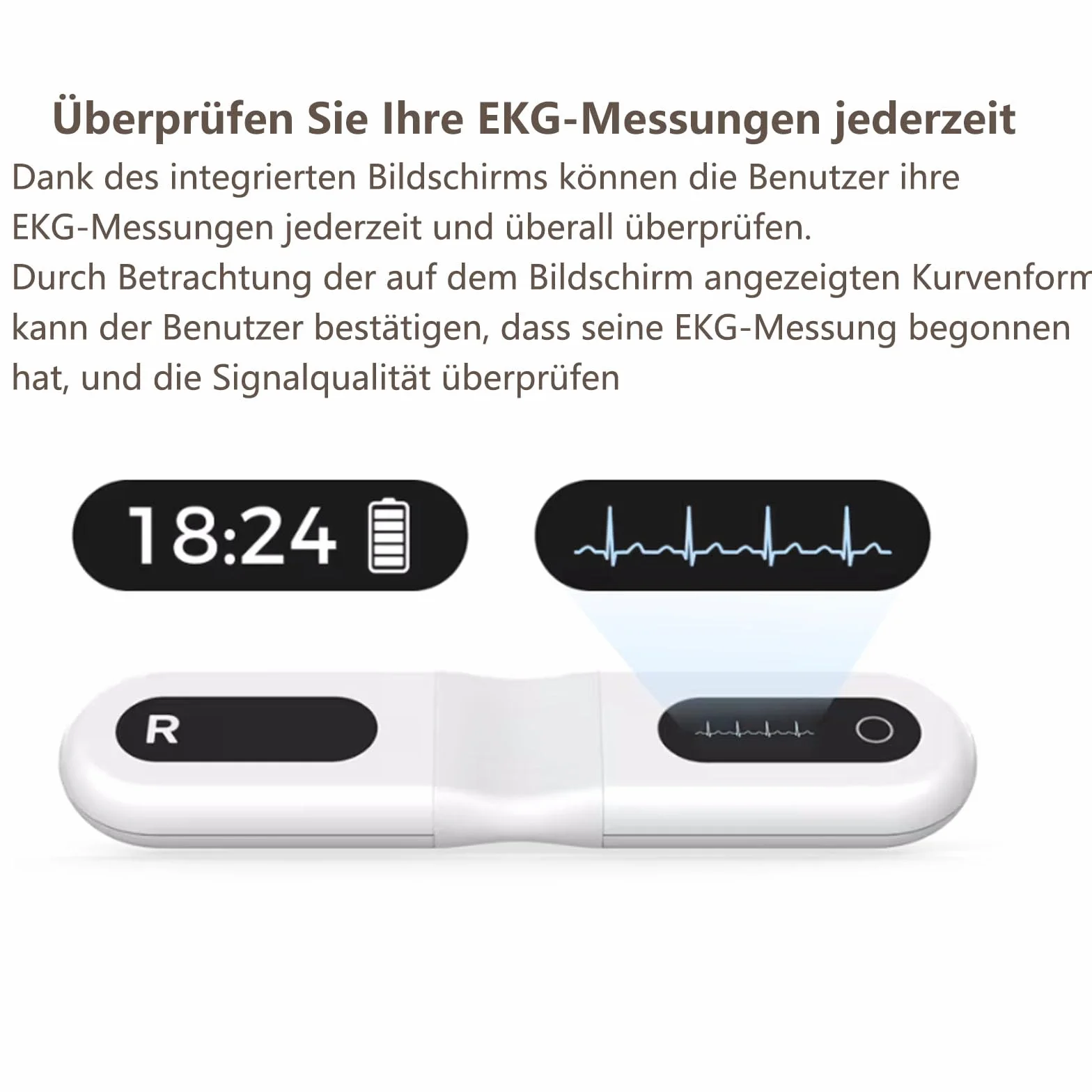 Wellue ECG 24 heures à domicile,Analyse AI,Enregistreur d'événements ECG,Compatible Ios & Android, Mac & Windows, temps de surveillance de 5 min à 24 h