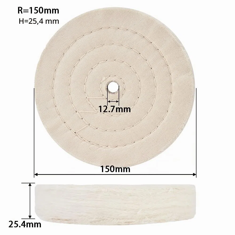 Lot de 4 disques de polissage, en coton, 150 mm, extra épais, en spirale, pour outil de ponçage de table avec trou de mandrin de 12,7 mm, 70 couches