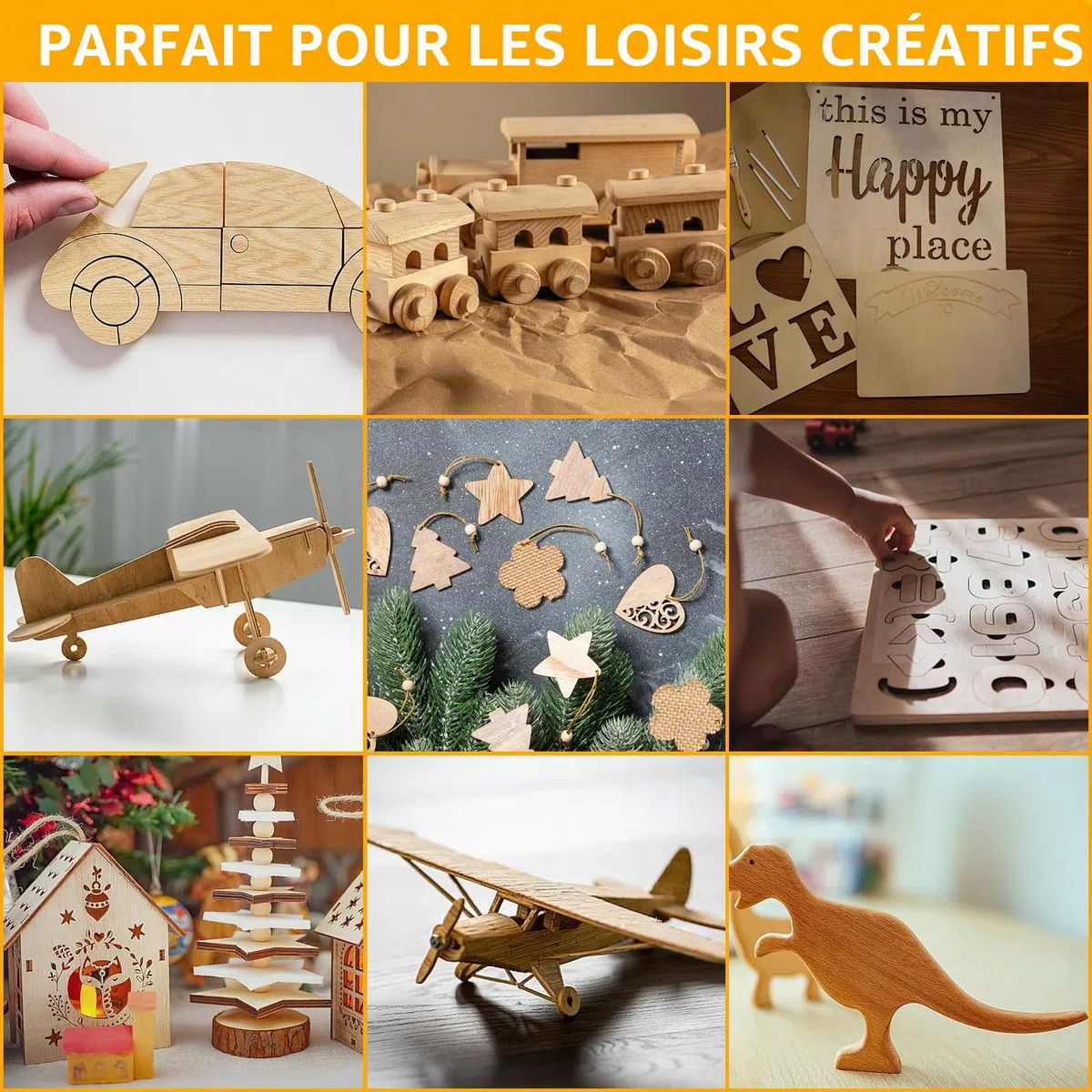 JMIATRY Lot de 8 Contreplaqué 4mm, Planche Bois 420x300mm, A3 Panneau de Contreplaqué pour Pyrogravure Bricolage Artisanate en Bois Modèles et Peintures