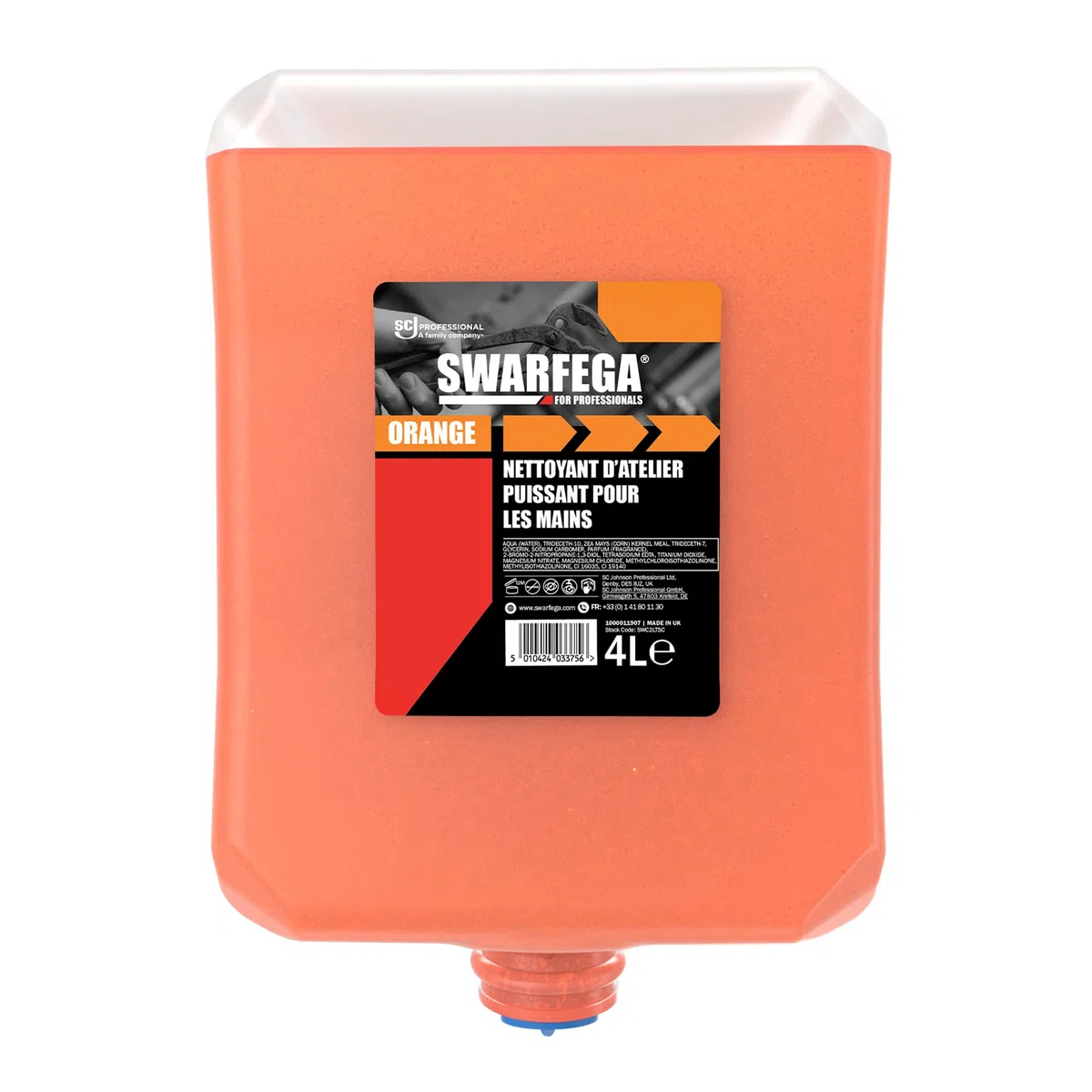 Swarfega Orange – Nettoyant Industriel Mains – Recharge 4 L – sans solvant – Usage Professionnel