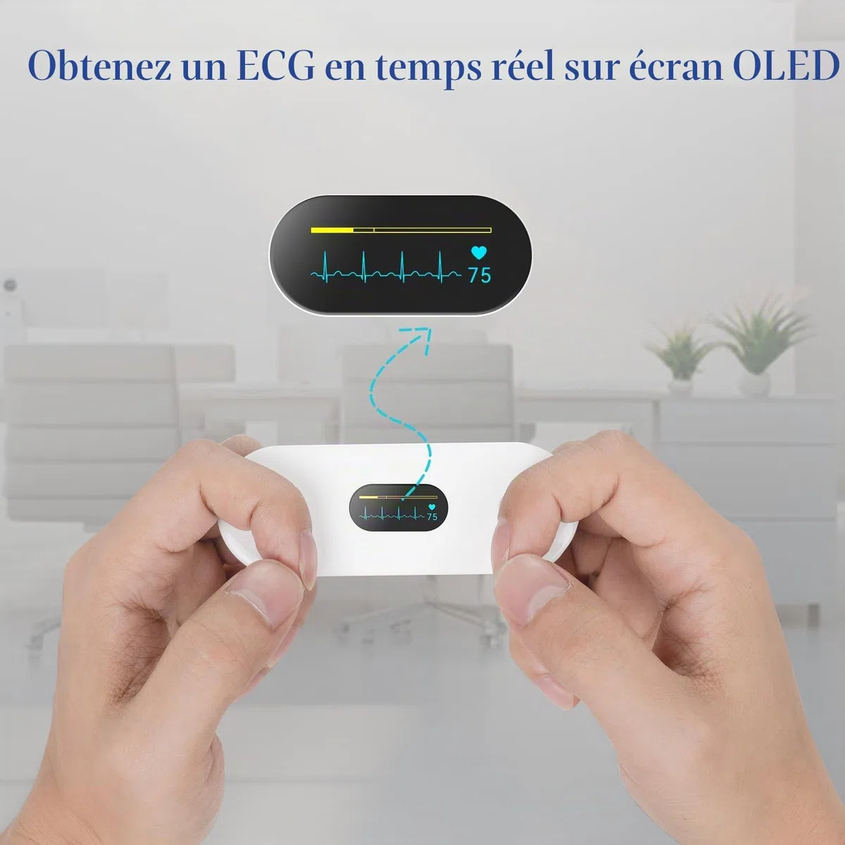 CheckMe ER2-S ECG pour la maison Appareil ECG portable avec ceinture thoracique précise (30 sec. à 15 min. d’enregistrement), visualisation en temps réel via l’application, espace de stockage illimité