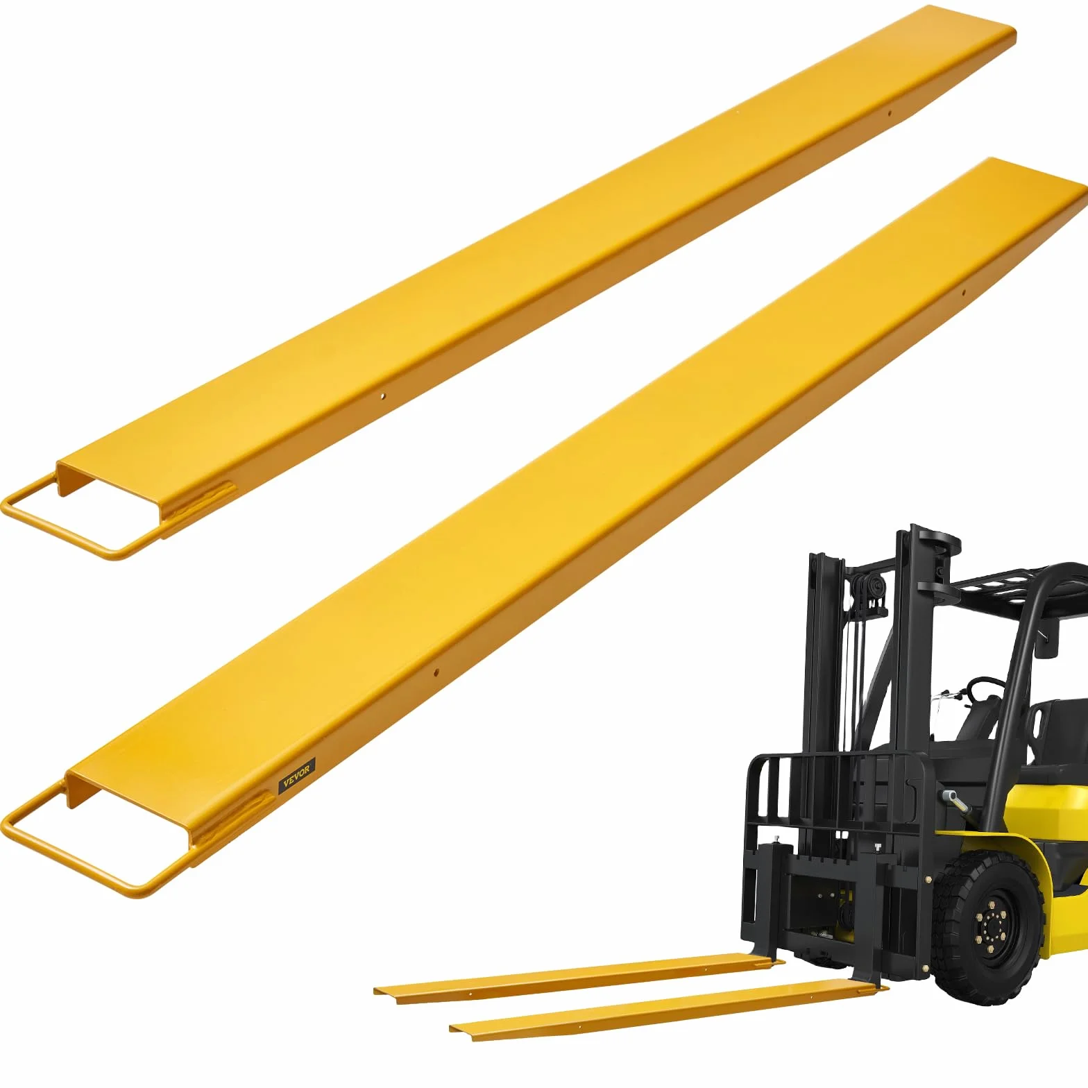 VEVOR Rallonges de Fourches à Palette 1820x140 mm Extensions de Fourche pour Chariot Élévateur Industriel 1 Paire Acier au Carbone Robuste pour Déplacer et Transporter Charges Volumineux Lourds, Jaune