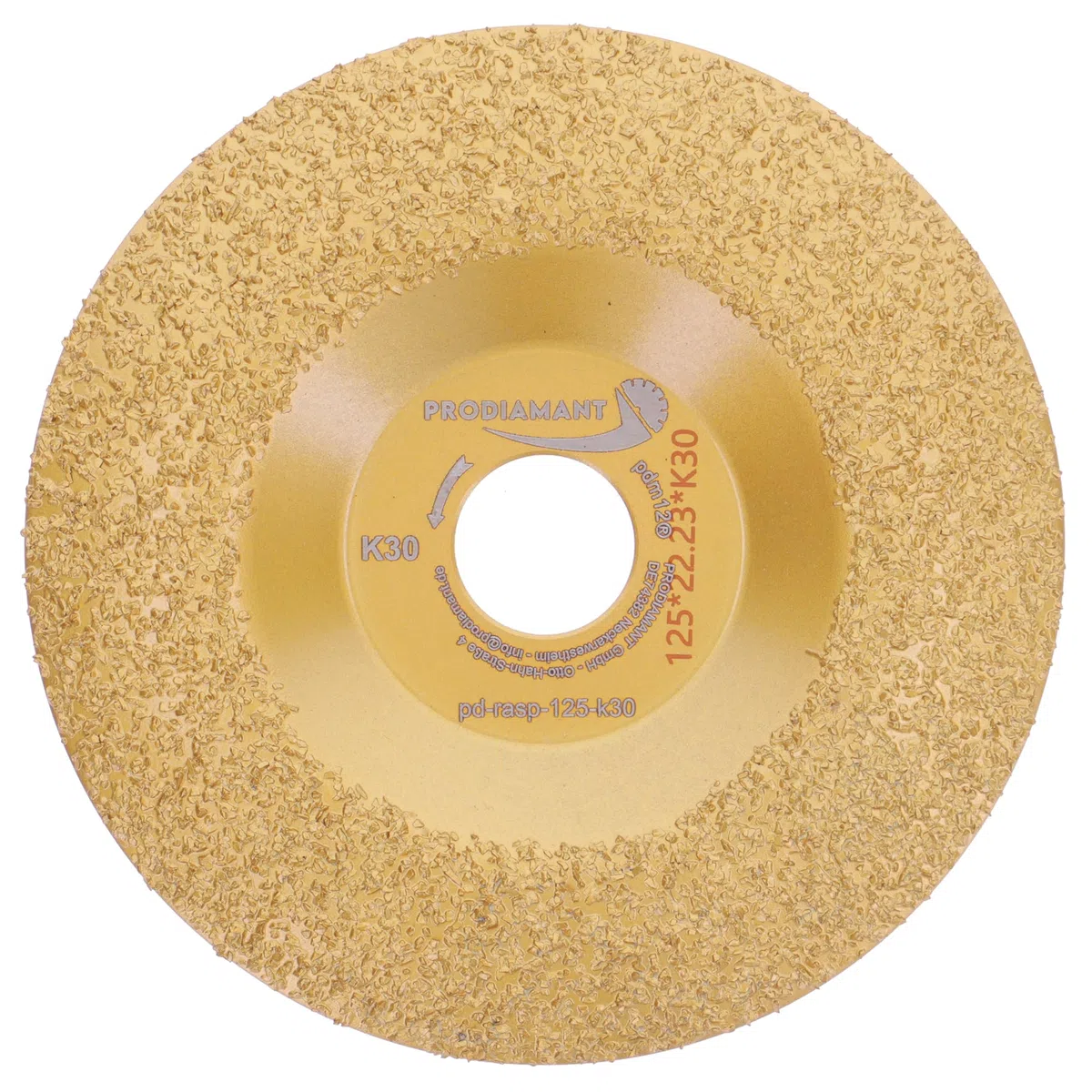 PRODIAMANT Disque à râper Ø 125 mm x 22,23 mm, K30 – Disque abrasif fin en carbure de tungstène pour meuleuse d’angle, idéal pour le meulage, le façonnage et la finition de surface