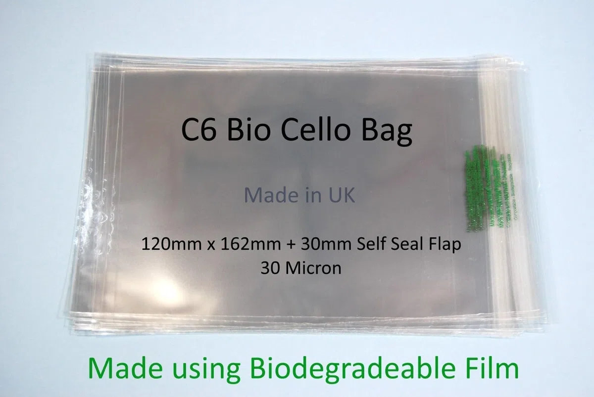 celloexpress Lot de 250 pochettes biodégradables pour cartes de vœux en cellophane C6 - 120 mm x 162 mm + rabat autocollant de 30 mm - 30 microns