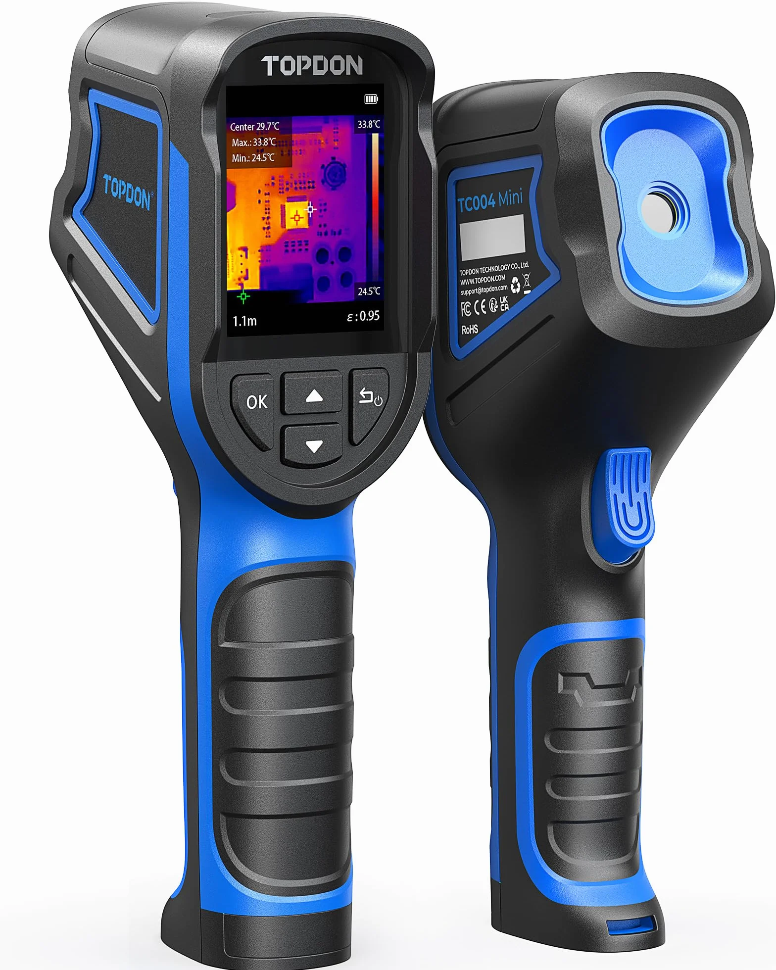 TOPDON Caméra thermique TC004 Mini, Résolution IR 240x240, 15 Heures d'Autonomie, -20°C à 450°C, 25Hz, Alertes de Température Auto, pour l'entretien de la maison, l'inspection des fuites, CVC