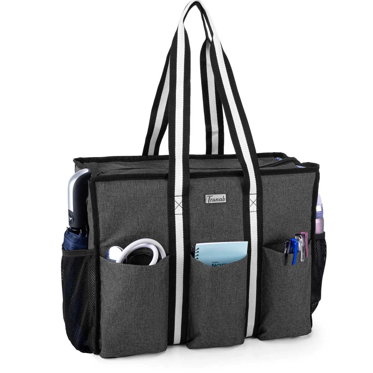 Trunab Sac d'Infirmière Noir Vide avec Pochette Rembourrée pour Ordinateur Portable, Sac de Soins Convient à Visite d'Hôpital, Soins de Santé à Domicile, Étudiants en Infirmier